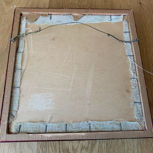 Vintage bird needlepoint framed art with hanging wire - so charming - Picture 5 of 5